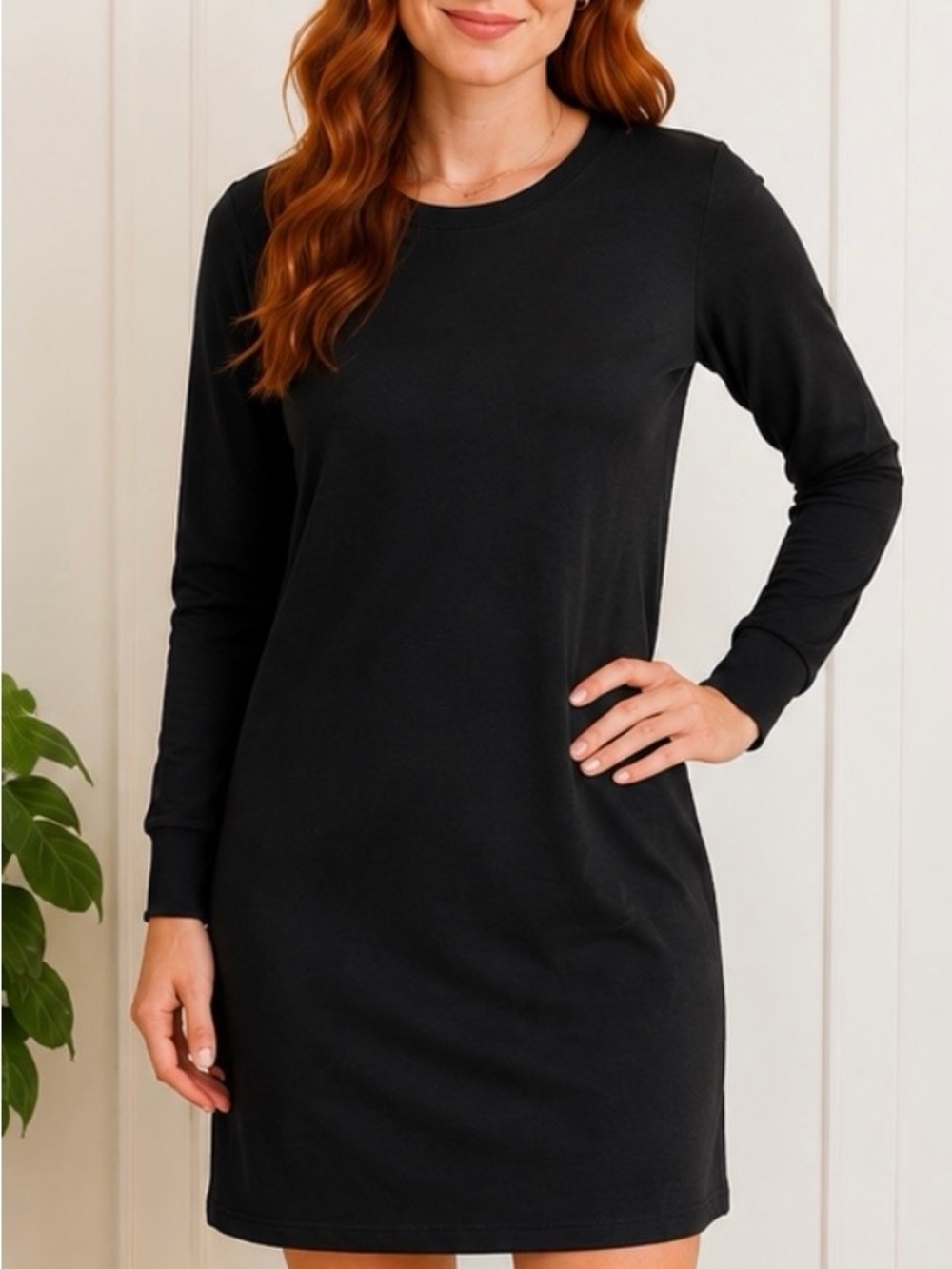 WIHOLL‎ Everyday Black Long Sleeve T-Shirt Dress - Black Sz S